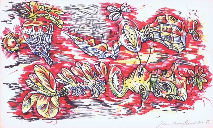 Zeichnungen mit dem Titel "FARANDOLLE" von Jean-Thomas Bédard, Original-Kunstwerk, Marker