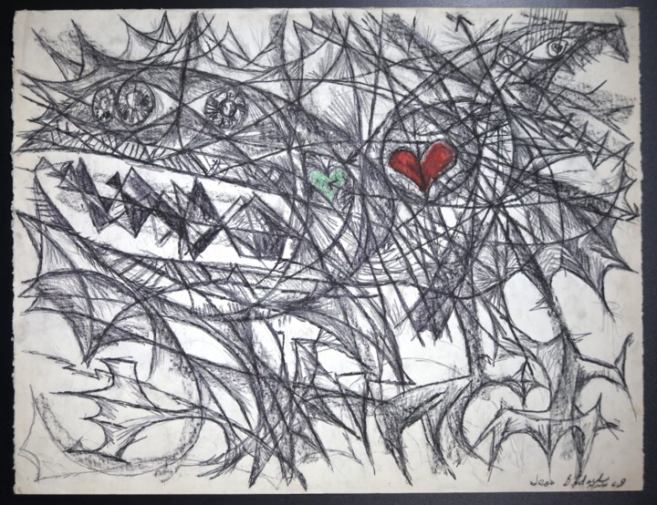 Dessin intitulée "La bête" par Jean-Thomas Bédard, Œuvre d'art originale, Crayon