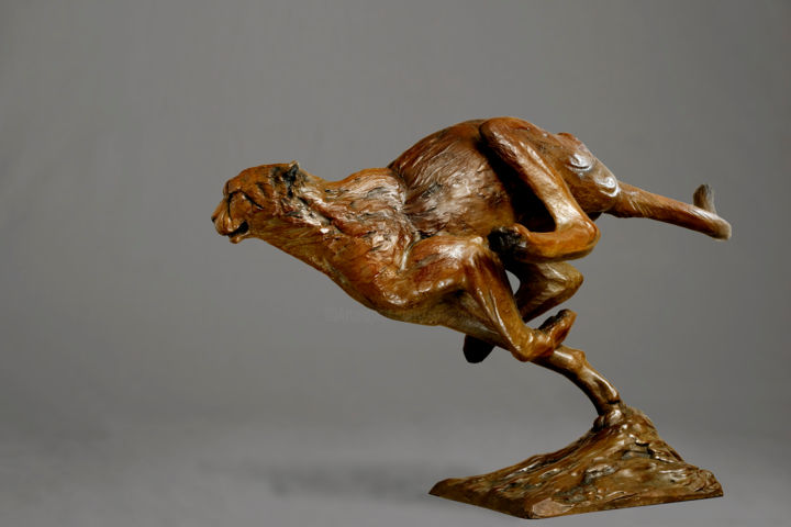 Escultura intitulada "course du guépard" por Vassil, Obras de arte originais, Metais