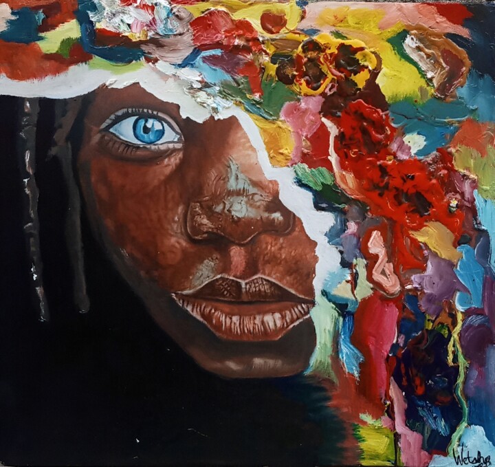 Painting titled "Énergie positive" by Jean Wetshodima, Original Artwork, Acrylic