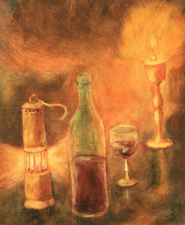 Картина под названием ""Lampes"" - Jean Xavier Combe, Подлинное произведение искусства, Масло Установлен на Деревянная рама…