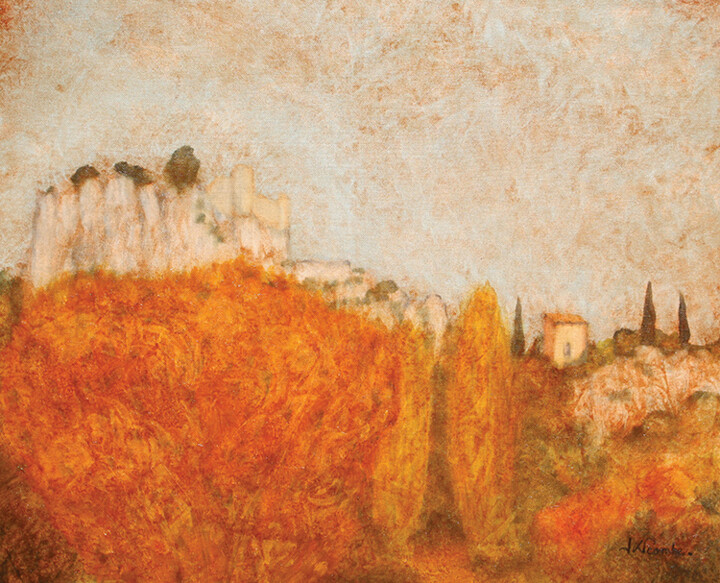 Картина под названием "Château et cabanon…" - Jean Xavier Combe, Подлинное произведение искусства, Масло Установлен на Дерев…