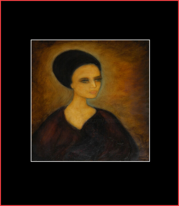 Painting titled "" Angélica "" by Jean Xavier Combe, Original Artwork, Oil Mounted on Wood Stretcher frame