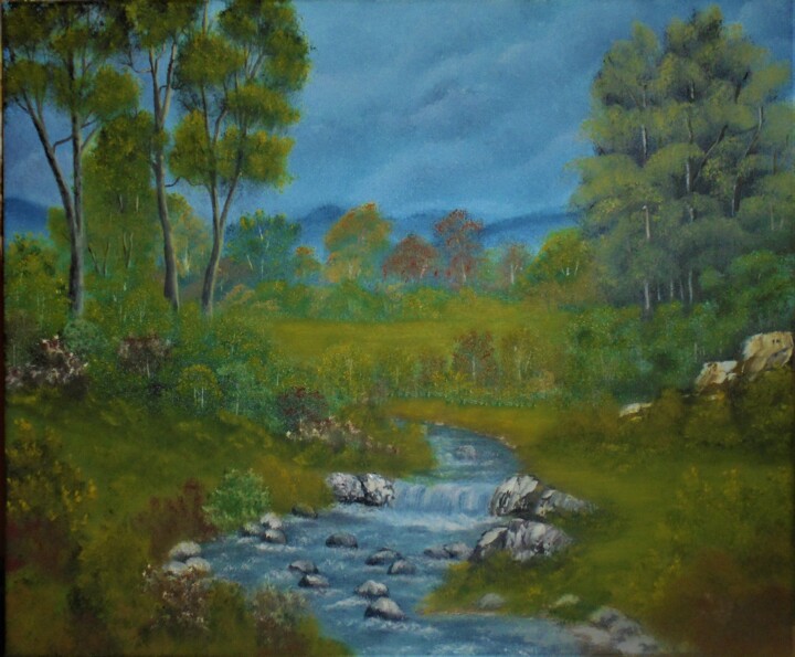 Painting titled "l'eau vive" by Jean-Yves Saint Lezer, Original Artwork, Oil