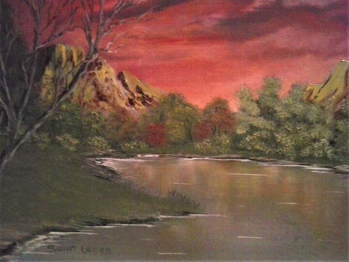Peinture intitulée "coucher de soleil r…" par Jean-Yves Saint Lezer, Œuvre d'art originale, Huile