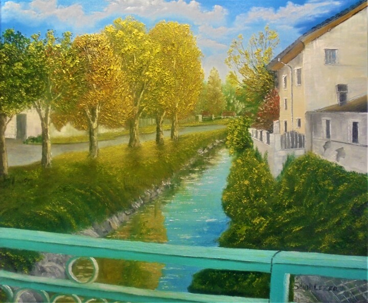 Malarstwo zatytułowany „le canal de l'ile s…” autorstwa Jean-Yves Saint Lezer, Oryginalna praca, Olej