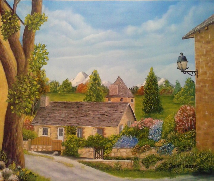 Peinture intitulée "maison de campagne." par Jean-Yves Saint Lezer, Œuvre d'art originale, Huile