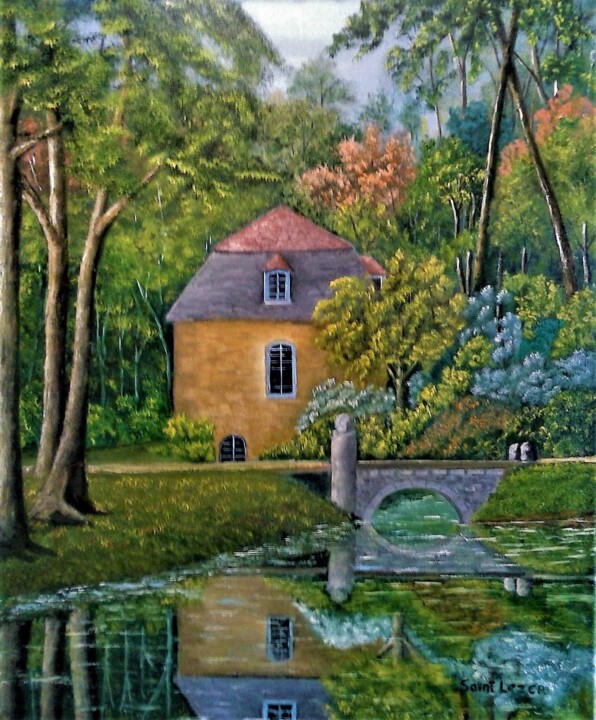 Картина под названием "le chateau de coura…" - Jean-Yves Saint Lezer, Подлинное произведение искусства, Масло