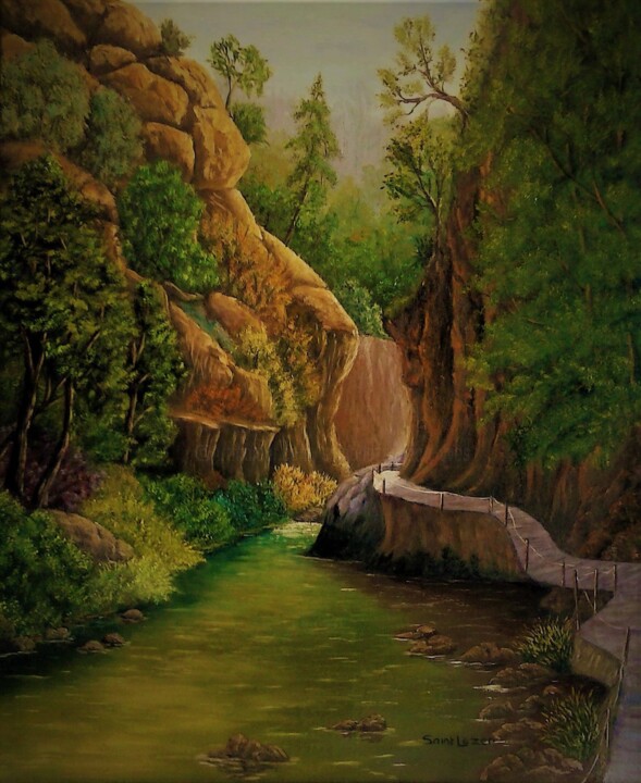 Peinture intitulée "la riviere dans le…" par Jean-Yves Saint Lezer, Œuvre d'art originale, Huile