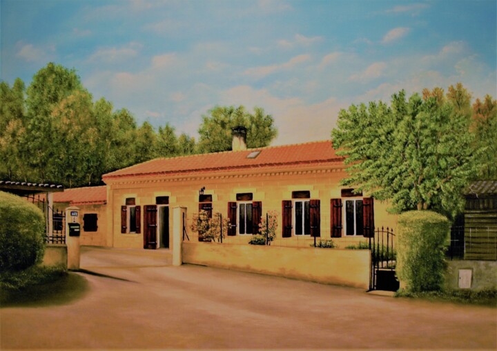 Peinture intitulée "la demeure Pampille" par Jean-Yves Saint Lezer, Œuvre d'art originale, Huile