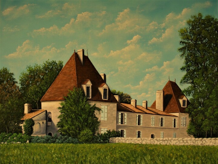 Картина под названием "Château d'Eyrans (1…" - Jean-Yves Saint Lezer, Подлинное произведение искусства, Масло