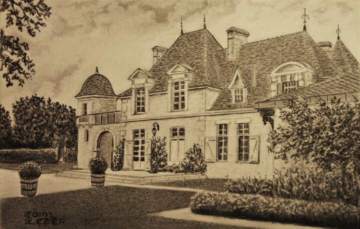 Drawing titled "Le château de RAUZA…" by Jean-Yves Saint Lezer, Original Artwork, Pencil