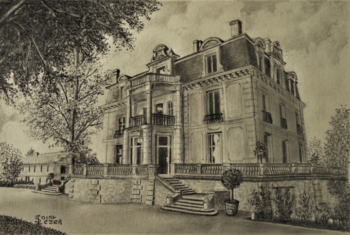 Dessin intitulée "Château GRATTEQUINA" par Jean-Yves Saint Lezer, Œuvre d'art originale, Crayon
