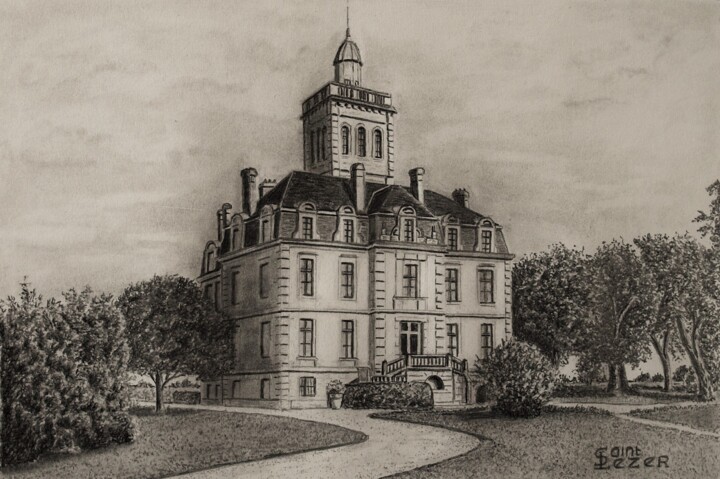 Dessin intitulée "Château LAROSE-TRIN…" par Jean-Yves Saint Lezer, Œuvre d'art originale, Graphite