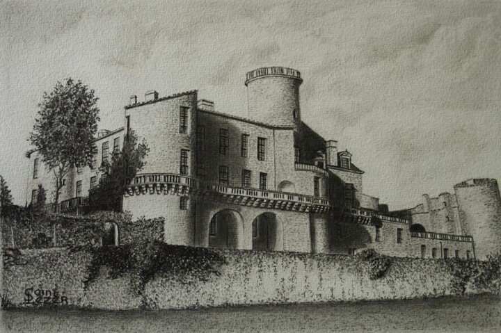 Dessin intitulée "Château de DURAS" par Jean-Yves Saint Lezer, Œuvre d'art originale, Crayon