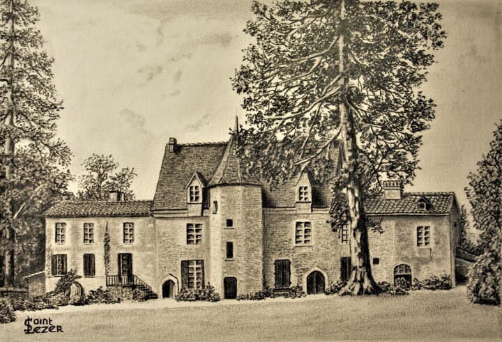 Dessin intitulée "Château de la Salle" par Jean-Yves Saint Lezer, Œuvre d'art originale, Crayon