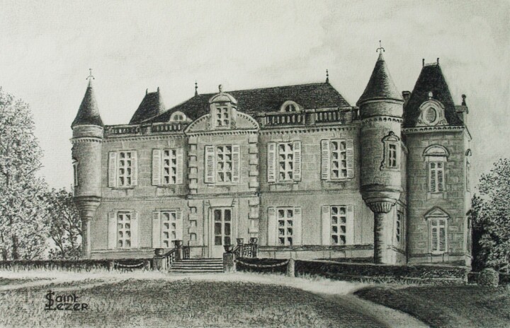 Zeichnungen mit dem Titel "Château MAUVESIN BA…" von Jean-Yves Saint Lezer, Original-Kunstwerk, Bleistift
