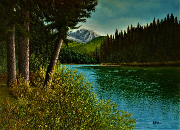 Painting titled "Au bord de la riviè…" by Jean-Yves Saint Lezer, Original Artwork, Oil