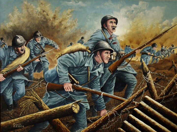Peinture intitulée "Grande guerre 14-18…" par Jean-Yves Saint Lezer, Œuvre d'art originale, Huile