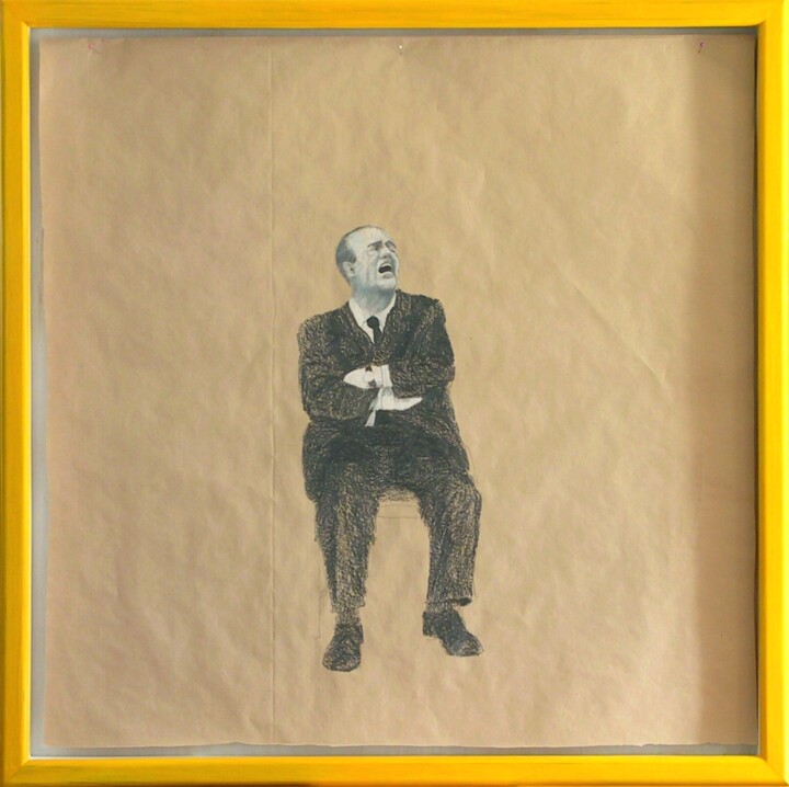 Drawing titled "gentleman  - 2" by Jean-Yves Verne, Original Artwork, Chalk Mounted on Other rigid panel