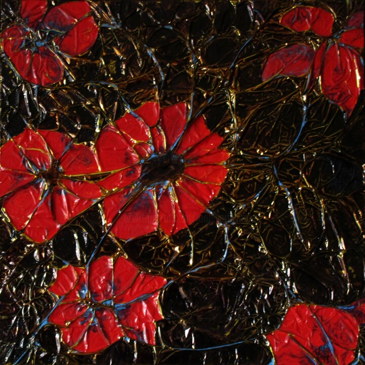 Картина под названием "fleurs de survie 2" - Jean-Yves Verne, Подлинное произведение искусства, Акрил Установлен на Другая ж…