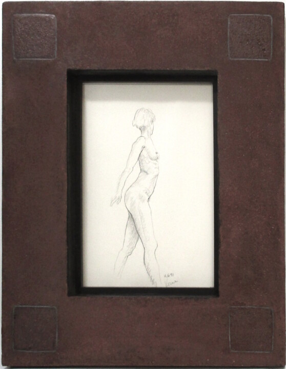 Drawing titled "dessin - nu - sweet…" by Jean-Yves Verne, Original Artwork, Graphite Mounted on Cardboard