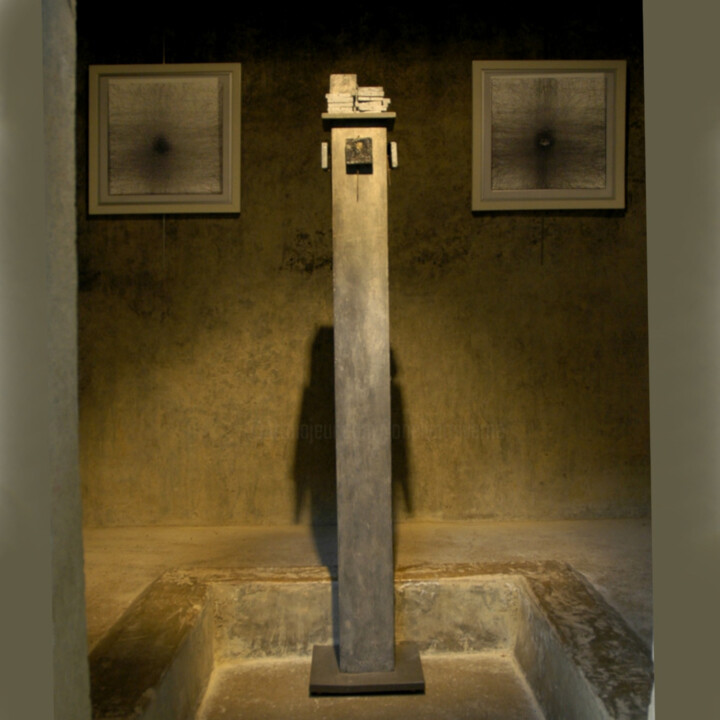 Skulptur mit dem Titel "mémoire vive - mémo…" von Jean-Yves Verne, Original-Kunstwerk, Holz