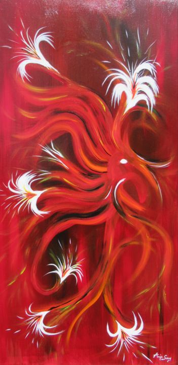 Painting titled "tentacules floraux" by Jean-Yves Zilio (Anje Sevy), Original Artwork, Acrylic