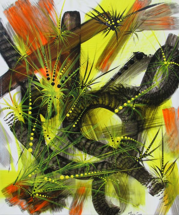 Painting titled "2019-constrictor" by Jean-Yves Zilio (Anje Sevy), Original Artwork, Acrylic