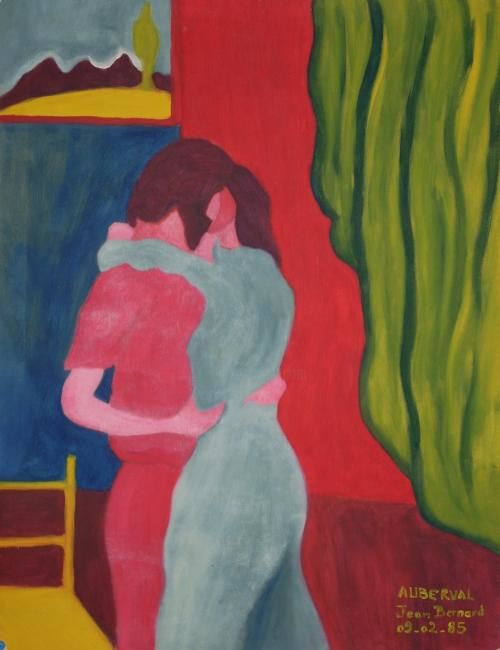Pintura intitulada "Le baiser" por Jean Bernard Auberval, Obras de arte originais
