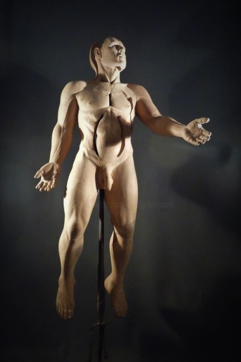 Sculpture titled "Affranchi" by Jean-Charles Ferrand, Original Artwork, Wood