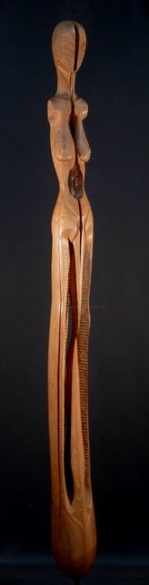 Sculpture titled "Gardienne 01" by Jean-Charles Ferrand, Original Artwork, Wood