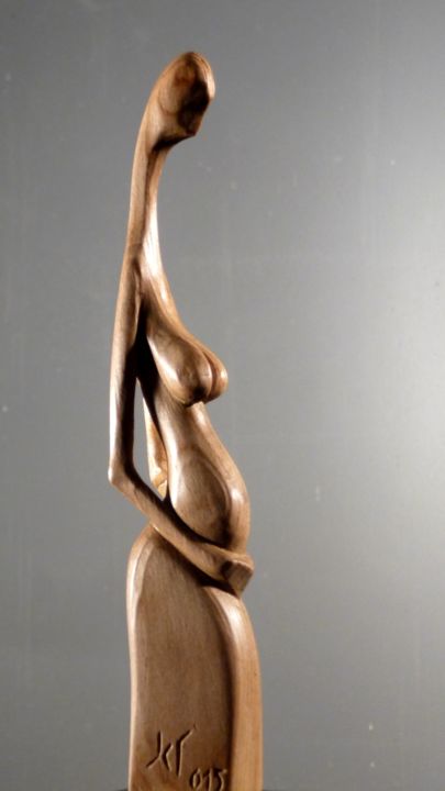 Sculpture intitulée "maternite6" par Jean-Charles Ferrand, Œuvre d'art originale, Bois