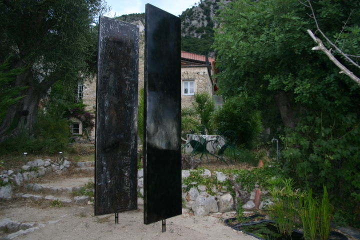 제목이 "plaques"인 조형물 Jean-Charles Stora로, 원작, 스테인레스 스틸
