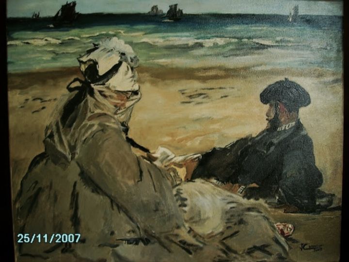 Peinture intitulée "Sur_la_plage.jpeg" par Jean-Claude Brouillet, Œuvre d'art originale, Huile