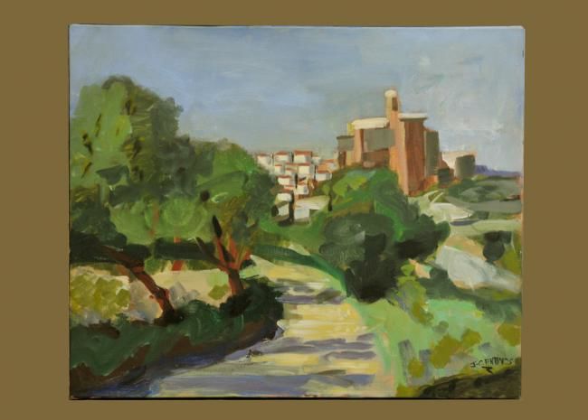 Painting titled "Village de l'Aragon" by Jean Claude Ananos, Original Artwork