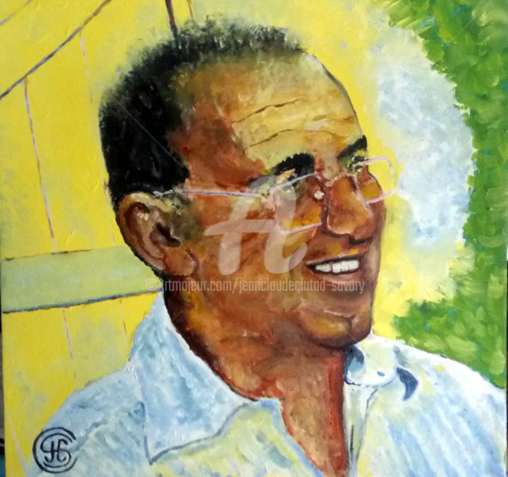 Painting titled "Auto portrait de JC…" by Jc C-S ' Art, Original Artwork, Oil Mounted on Wood Stretcher frame