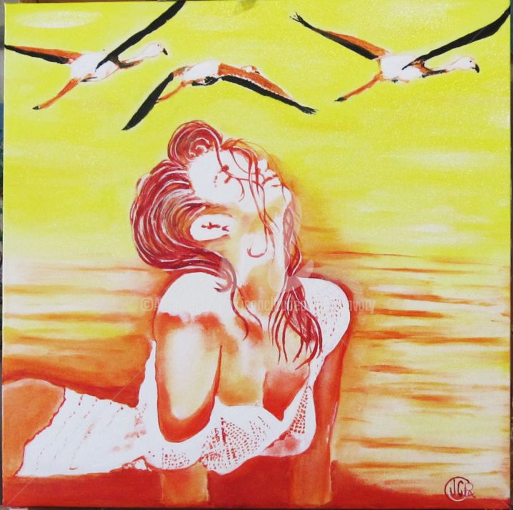 Painting titled "RÊVE DE MIGRATION n…" by Jean Claude Ciutad-Savary, Original Artwork, Oil Mounted on Wood Stretcher frame