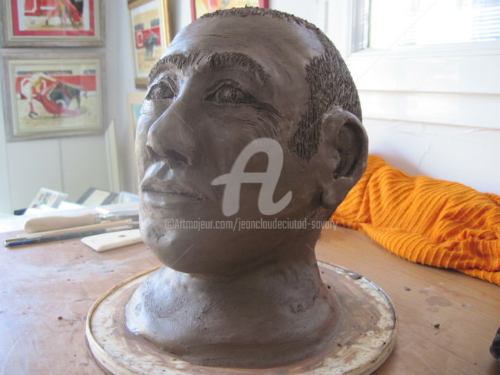 Sculpture titled "Portrait auto" by Jc C-S ' Art, Original Artwork, Clay