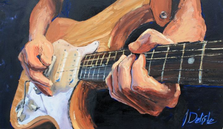 Painting titled "That Strat.jpg" by Jean Delisle, Original Artwork, Oil