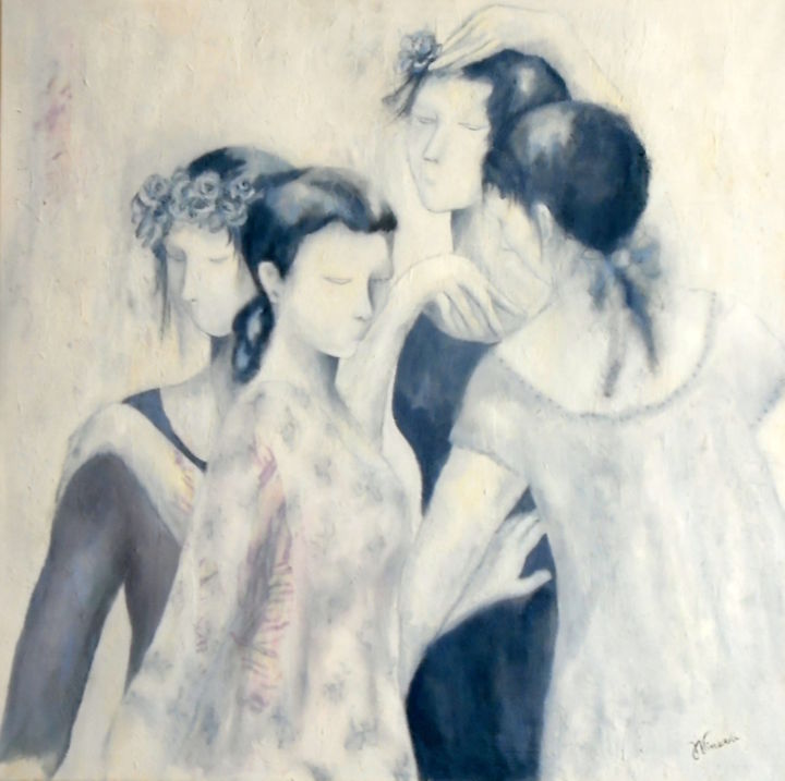 Peinture intitulée "Jeux de Dames" par Jeane Vinardi Perret, Œuvre d'art originale