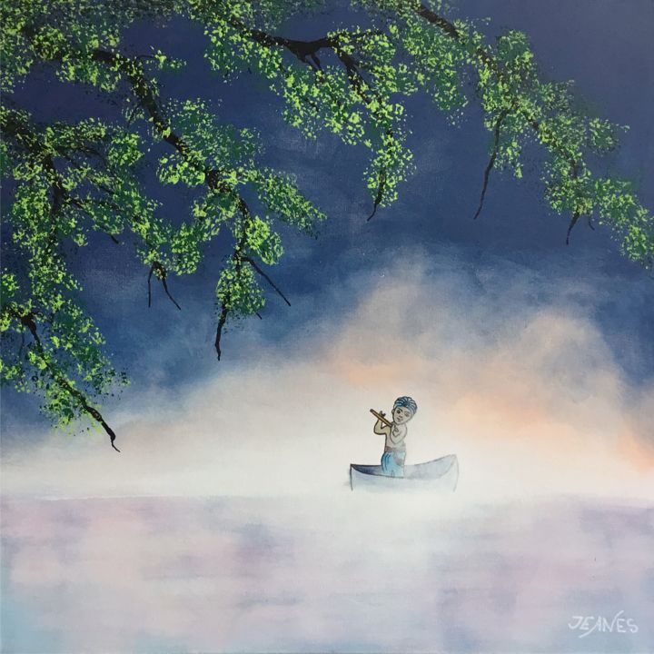Painting titled "MÉDITATION" by Jeanes, Original Artwork