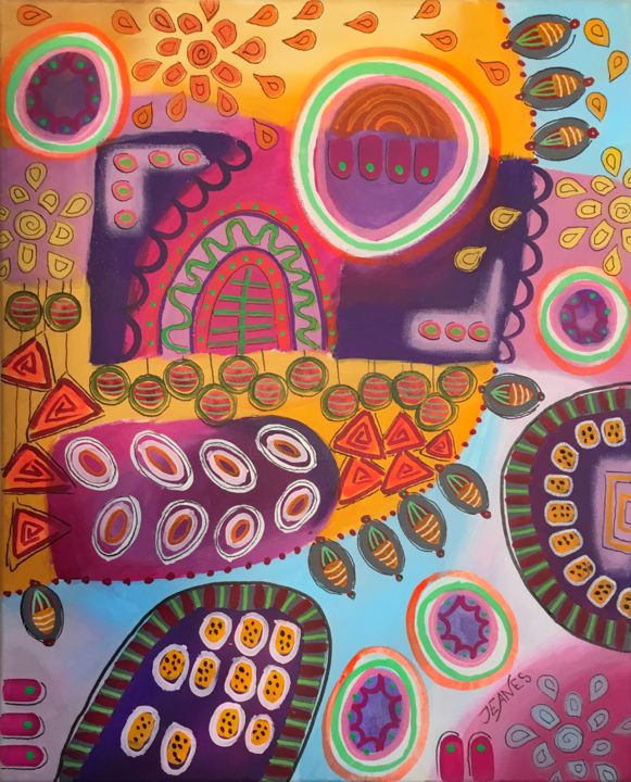 Painting titled "START PARTY" by Jeanes, Original Art,