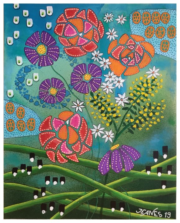 Painting titled "GARDEN DREAMS" by Jeanes, Original Art, Acrylic