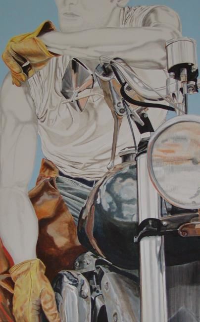 Картина под названием "Biker" - Jean-François Landeau, Подлинное произведение искусства