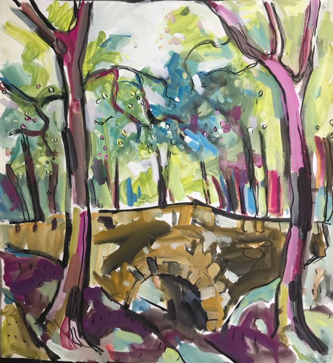 Peinture intitulée "Rigoles 1" par Jean-François Groisy, Œuvre d'art originale, Gouache