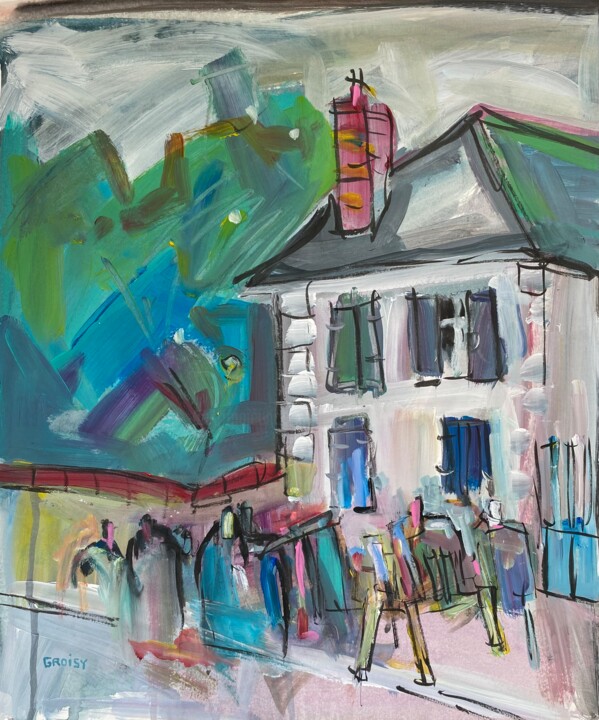 Painting titled "Vieille-Eglise 84" by Jean-François Groisy, Original Artwork, Acrylic