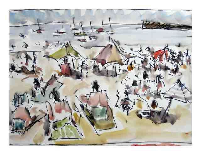 Peinture intitulée "Croquis Port d'Oran…" par Jean-François Groisy, Œuvre d'art originale