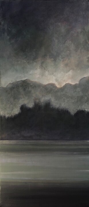 Painting titled "Ciel noir" by Jeanie Castelli, Original Artwork, Acrylic