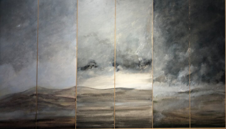 Peinture intitulée "Fin d'orage" par Jeanie Castelli, Œuvre d'art originale, Acrylique Monté sur Autre panneau rigide